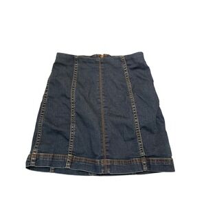 Free People Denim Skirt Women's Size W 2 Dark Wash Mini Casual Classic Chic